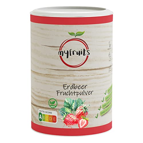 myfruits Erdbeerpulver, gefriergetrocknet, 350g, zu 100% aus Erdbeeren, Fruchtpulver für Smoothie, Shakes & Joghurt Cover