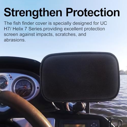 Image of Helix 7 Cover, Waterproof Fish Finder Cover, Compatible with UC H7 / Helix 7 Screen Cover, Made of Neoprene Protects Your Screen and Device from Sun and Adverse Weather Damage (Black)