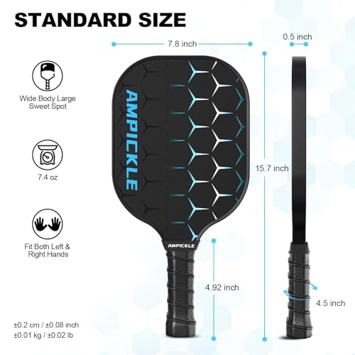 Image of Pickle Ball Paddle,Fiberglass Pickleball Paddle,Frosted Surface Pickleball Rackets, USAPA Standards,Oversized Sweet Spot Pickle Ball Paddle for Indoor Outdoor (B-Honeycomb Blue)