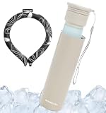 [monochrofactory] 氷のう 魔法瓶 スティック型 ストラップ付 アイスパック 熱中症対策 暑さ対策 (アイボリー(フラワーMセット))