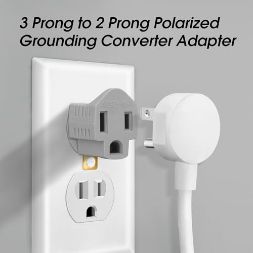 (3 Pack) 3-Prong to 2-Prong Adapter Polarized Grounding Converter 3 Pin to 2 Pin Power for Wall Outlets Plugs, Gray - Thumbnail 3