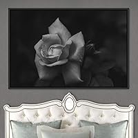 Framed Canvas Wall Art Black and White Flower Canvas Prints Home Artwork Decoration for Living Room,Bedroom - 16x24 inches