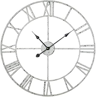 Large Modern Metal Wall Clocks Rustic Round Silent Non Ticking Battery Operated 40CM/47CM/60CM White Roman Numerals Clock for Living Room/Bedroom/Kitchen Wall Decor/Garden Clock