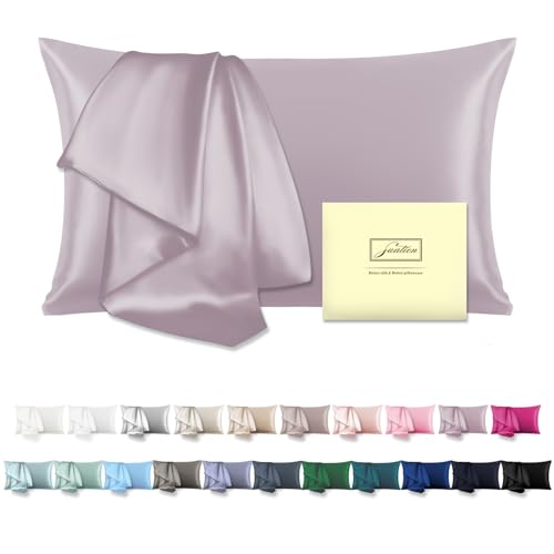 Mulberry Silk Pillow Cases for Hair and Skin King Size Silk Pillowcase with Zipper Soft Breathable Smooth Cooling Satin Silk Pillow Covers for Sleeping (Lavender,20"X 36",1Pcs)