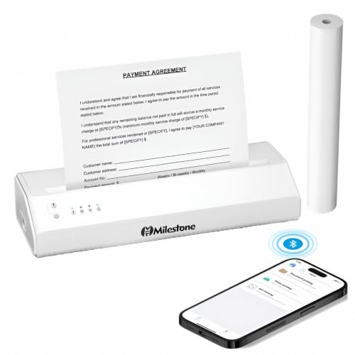 Image of P8008WD A4 Size Thermal Printer Wireless Bluetooth, Inkless, for Mobile Prints, USB, Bluetooth Smart Receipt Printer Compatible with Android, iOS, Windows (P8008WD)