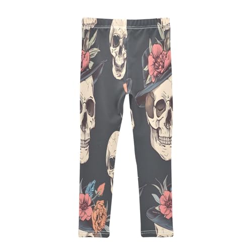Toddler Girls Leggings Printed Yoga Pants Leggings Skulls Floral and Hats for Kids2