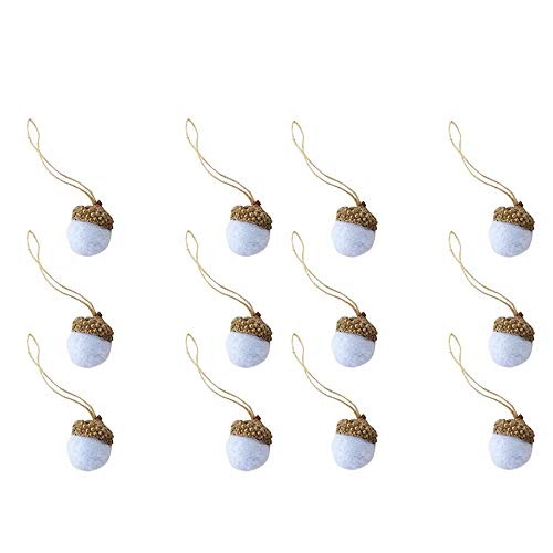 Fhupoy Weihnachtsanhänger Filzkugeln Tannenzapfen Eichel Hängende Ornamente DIY Weihnachtsbaumdekoration 12 Stück (Hellblau) Cover