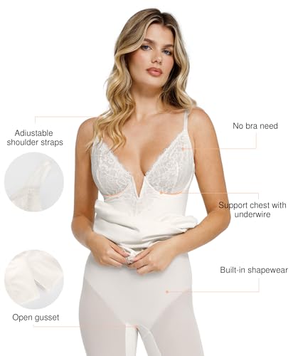 Image of Popilush Brown Corset Lace Shapewear Dress Deep V Bodycon Midi Dresses for Women Satin Drape Slip Club Party Night Out