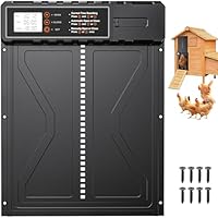 Rsaoty Automatische Hühnerklappe, Upgrade-Größe Automatische Hühnerklappe Batterie, Aluminiumlegierung Hühnertür mit Display, Intelligenter Einklemmschutz,Timer, Manuelle,für Sichere Hühnerhaltung