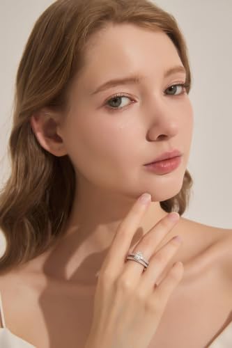 Image of Moissanite Wedding Ring Sets for Women Bridal Ring Set D Color VVS1 Different Cut Engagement Rings S925 Sterling Silver Promise Rings for Wife