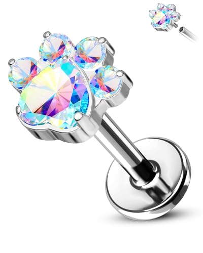 CM Crareesi Mania Titanium Flat Back Earring Studs 16G Internally Threaded Helix Cartilage Earrings...