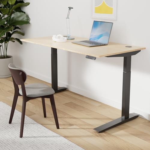 Image of Fully Jarvis Standing Desk 60 inch x 30 inch Bamboo Top - Electric Adjustable Desk Height from 30 inch to 49.3 inch withMemory Preset Controller (Rectangle, Black Frame)