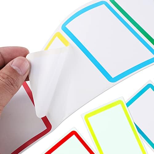 150 Name Tag Labels Stickers, Roll of Colourful Name Labels Adhesive Name Tags Sticky Label Stickers for School, Office, Presents and Bottles (89X57Mm, 4 Colors)
