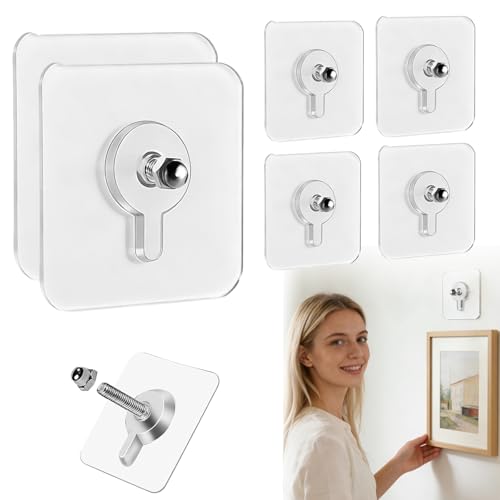 No-Drill Screw Stickers 2026 New Nail Free Stickers for Walls Heavy Duty Adhesive Hooks Without Nails Self Adhesive Wall Mount for Bathroom Home Kitchen Office (6PCS)