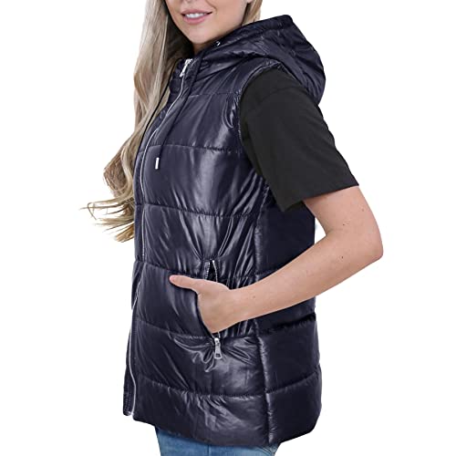 Chaleco acolchado largo sin mangas que soluciona el frío invernal con comodidad oversized y capucha 3