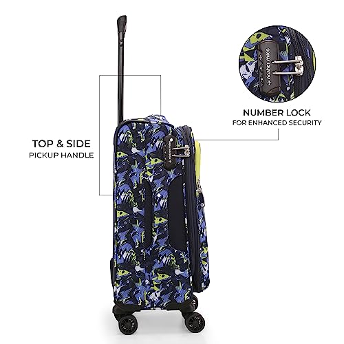 Image of Nasher Miles Bristol Expander Soft-Sided Polyester Cabin Luggage Blue Green 20 inch |55 Trolley Bag