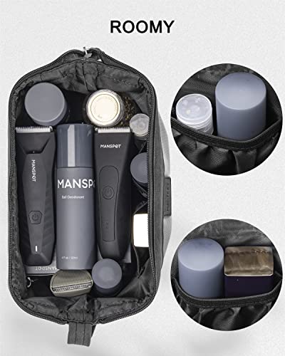MANSPOT Toiletry Bag for Men, Travel Toiletry Bag Men Organizer, Water-resistant Toiletries Organizer for Men Accessories, PU Leather with Large Capacity Shaving Kit for Men - Thumbnail 5