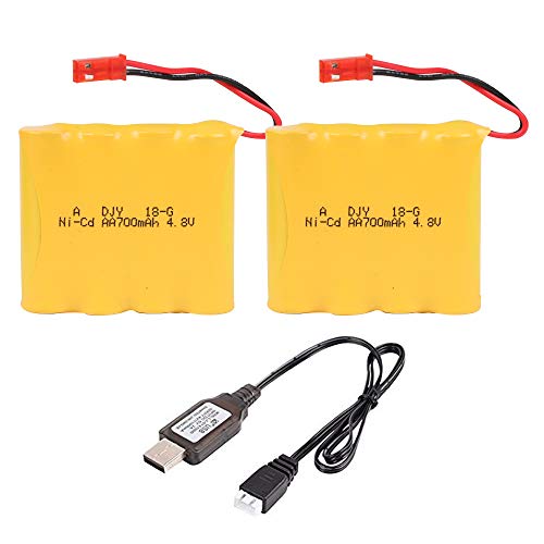 SHARKOOL 4.8V 700mAh Ni-Cd Battery with USB Charging Cable for Four Wheels Racing Car
