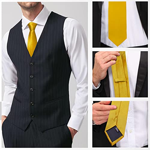 Image of Luckyvestir Mens Tie Solid Satin Neck Ties 3.15'' Formal Necktie for Wedding Business Christmas Father's Valentine's Day Gift
