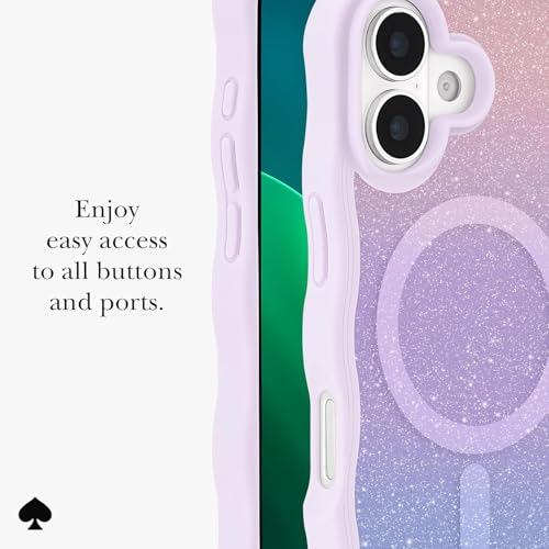 Image of kate spade new york iPhone 17 Case - Opal Glitter | Compatible with MagSafe - Lightweight Designer Case for iPhone 17 with Anti-Scratch Coating and Wavy Iridescent Ombre Design