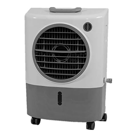 Portable Swamp Coolers - 1300 CFM MC18M Evaporative Air Cooler with 2-Speed Fan, 53.4 dB - 500 sq. ft. Coverage Evaporative Air Cooler Portable High Velocity Outdoor Cooling Fan by Hessaire - White Cover