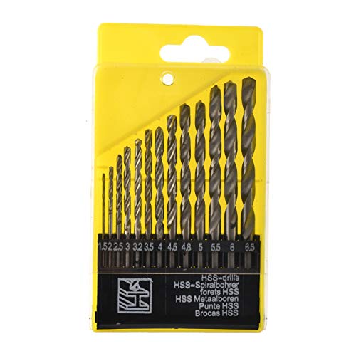 RENDSN Twist Drill Bit Set HSS Straight Shank Metric Quick Change Regular Drilling Tools,for Drilling Stainless Steel,Cast Iron,Wood and Plastic Include?1.5mm-6.5mm?13pcs