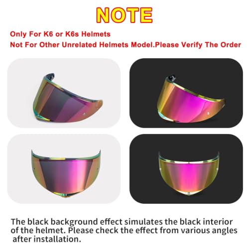 Image of PSLER Shatterproof Motorcycle Helmet Visor for K6 K6s,Deep Rose Red | Impact-Resistant ,UV400 Protection, Tinted Face Shield for K6 K6s,Helmet Accessories Replacement