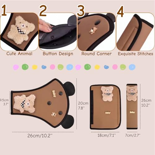 Zigihos Seat Belt Cover Pad for Kids, Cute Animal Child Seatbelt Covers for Toddler Girls and Boys (Panda)