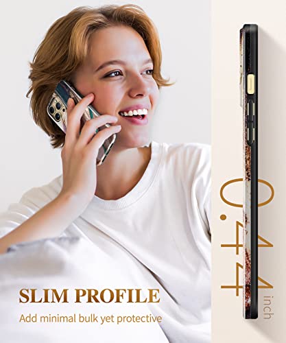 Gviewin Case Compatible With Iphone 14 Pro 6.1 Inch, [10Ft Military-Grade Drop Tested] Marble Stylish Cases Shockproof Protective Slim Thin Soft Tpu Phone Cover For Women 2022 (Drift Sand/Brown) #TOP3
