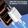 Cargador Rápido para iPhone 17 16 15, 30W USB C Tipo C con Cable de 10 Pies | Cable de Carga Rápida USB C a C para iPhone 17 Air/17 Pro/17 Pro Max/16 15 Pro Max Plus, iPad 4
