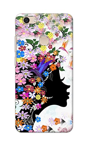 Image of Printed Hard Back Cover Case for Vivo V7+ | Vivo V7 Plus | Vivo Z10 Back Cover (Floral Hairstyle Girl) -1803
