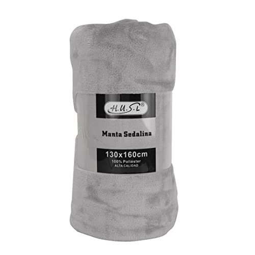 H.U.S.L HUSL Manta Sofa Suave de Franela, Mantas para Cama 90 Suave - Manta Pelo de Microfibra Transpirable Hipoalérgica, Multiusos Manta Forro Polar (Gris, 130X160CM)
