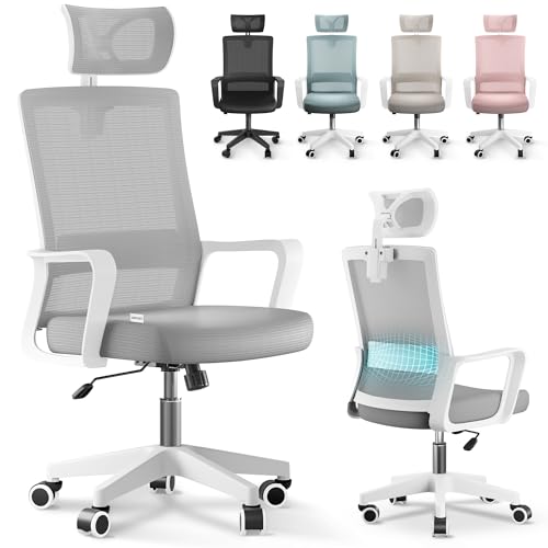 JUPPLIES Silla Escritorio Ergonomica - Silla Oficina Ajustable y Reclinable con Soporte Lumbar,...
