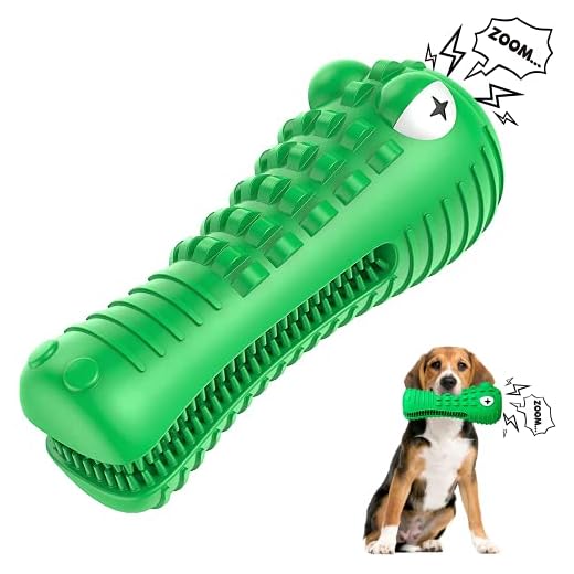 Dog Chew Toys for Aggressive Chewers Dog Toothbrush Stick Teeth Cleaning Squeaky Brushing Dental Oral Care for Medium Large Dogs, Durable Tough Dog Interactive Enrichment Toys, 100% Natural Rubber