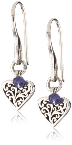 JIVASUKHA by Lois Hill "Sapphire and Ruby" Heart Fishhook Earrings