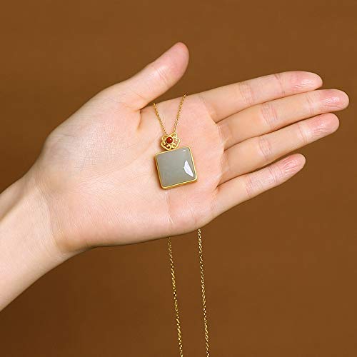 Saphir de Jade Hotan d'Exception | Collier en Argent 925 Doré