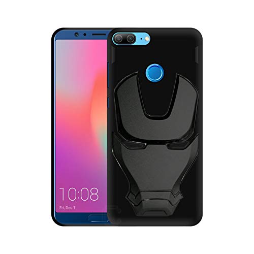 Image of COVERLY Official 3D Touch Feel Trending Marvel Avengers Logo Mask Soft Grip Silicone Iron Man Super Power Cartoon Movie Engraved Silicone Matte Back Cover for Huawei Honor 9 Lite -Black