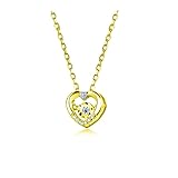 Collar de corazón de Diamantes de Plata Versión Femenina del Colgante de latidos de Temperamento pequeño (Oro)