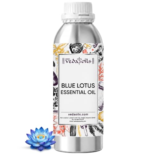 Image of VedaOils Blue Lotus Essential Oil 100ml | Pure & Natural Blue Lotus Oil for Mood Enhancement, Meditation & Sensual Experiences | Ideal for Skin Care, Aromatherapy & Diffusers