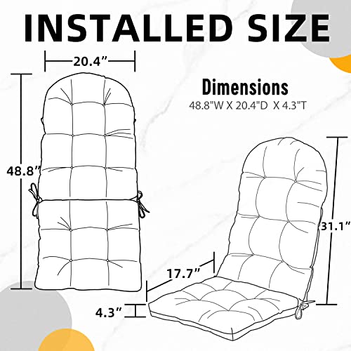 FILUXE Adirondack & Rocking Chair Cushion, High Back Patio Cushions Waterproof Solid Tufted