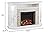 SEI Furniture Redden Faux Stone Convertible Electric Media Storage Corner Fireplace, Fresh White