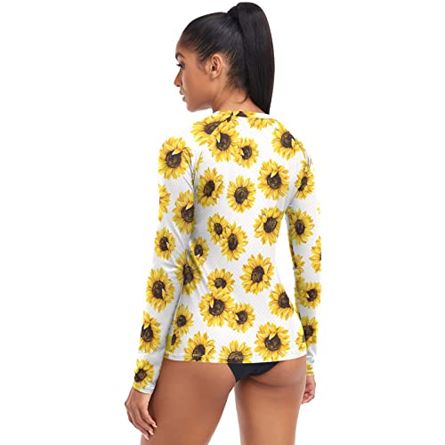 Sunflowers Women's Rash Guard Shirts Long Sleeve Upf 50+ Swim Shirts Running Shirts For Fishing Running Women #TOP4
