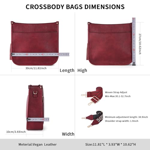 Image of HKCLUF Vegan Leather Crossbody Bags Purse for Women Trendy Tassel Hobo Handbag Women With 2PCS Adjustable Guitar Strap | Vegan Leather