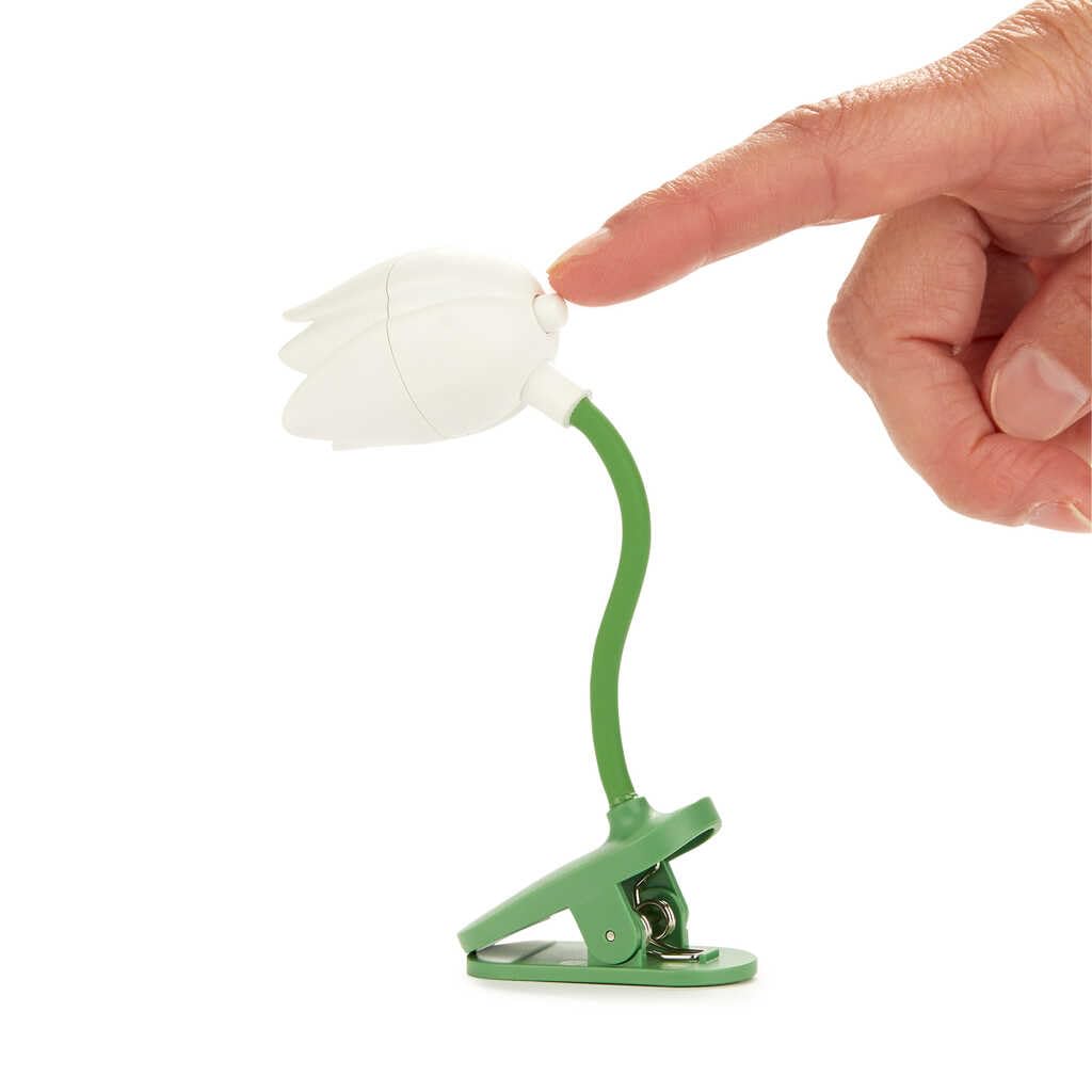 Balvi Lampada Flessibile con Clip a Forma di Tulipano Bianco per Lettura