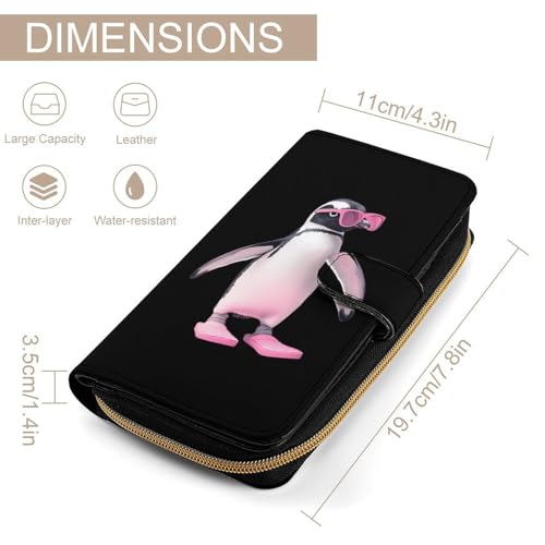 Flip Flop Penguins Fashion Women's Wallet RFID Blocking Bifold Clutch Purse Compact Card Holder 19.7x11x3.5cm2