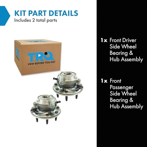 Image of TRQ Front Left and Right Wheel Bearing and Hub Assembly 2 Piece Set 4WD SRW Compatible with 2011-2019 Chevy Silverado /Sierra 2500HD /3500HD 4x4 SRW