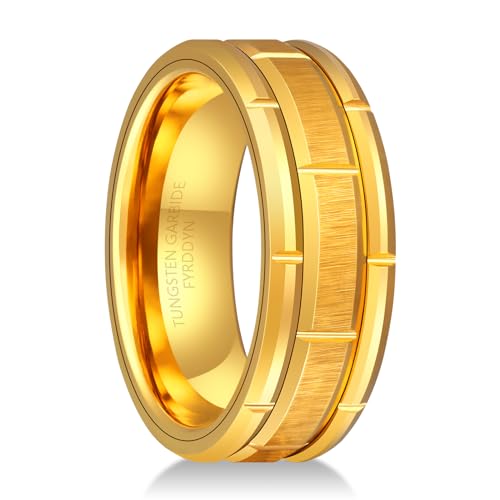 Alliance en tungstène gravée dorée le cadeau d'anniversaire