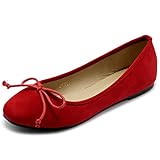 Ollio Women's Shoe Faux Suede Ribbon Ballet Flat