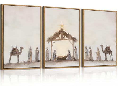 Décoration murale religieuse Jésus crèche de Pâques catholique 50x71cm salon