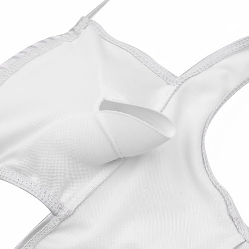 Women’s Sexy Criss Cross Metallic Silver Swimsuit One Piece Holographic Backless Bathing Suit Rave Festival Outfit4